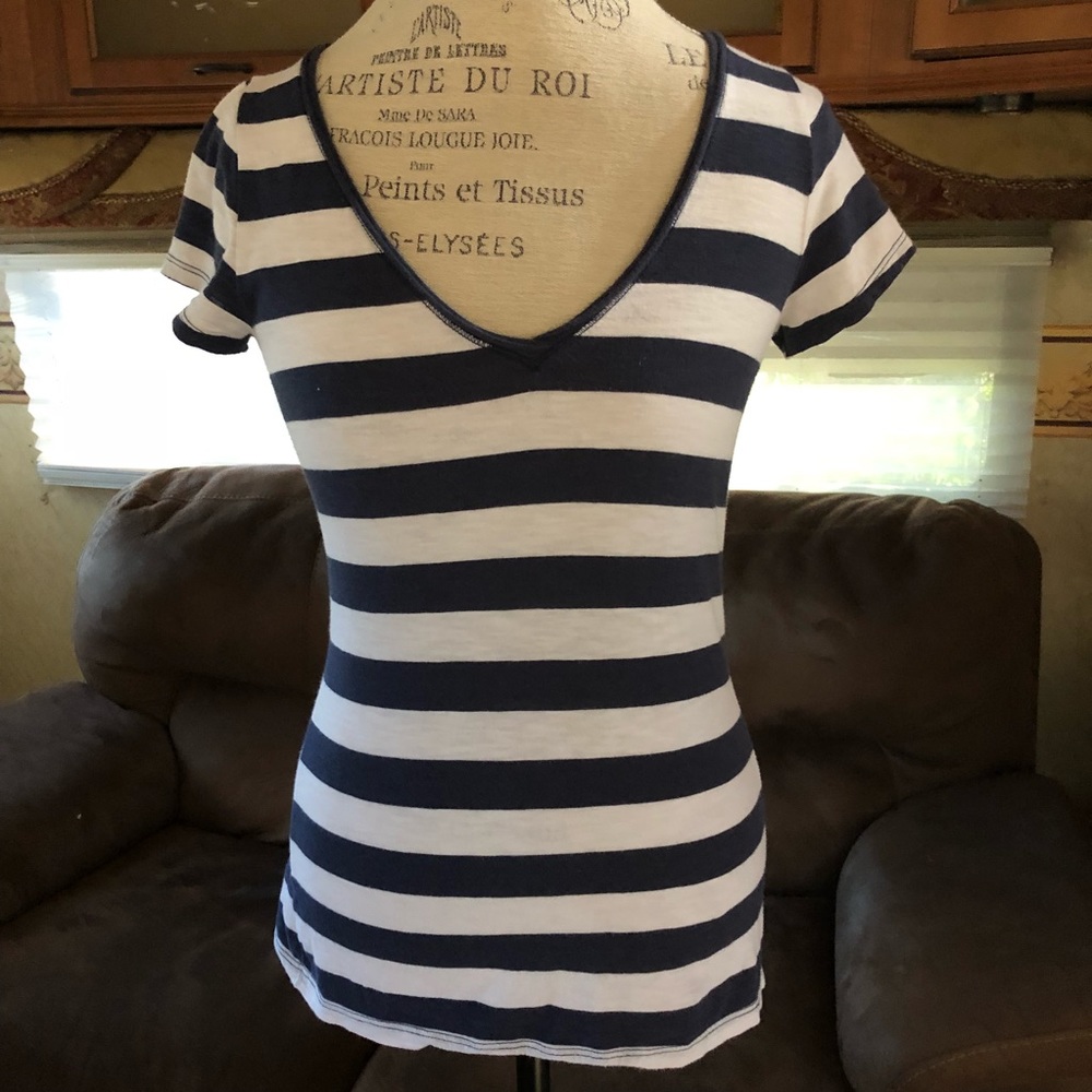 Abercrombie Fitch M Navy White V-Neck Pullover
